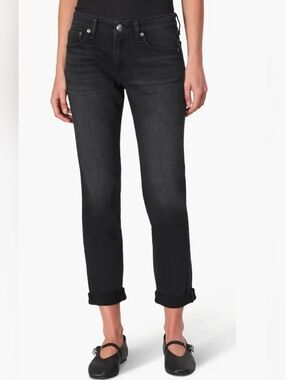 Rag & Bone Black Dre Low Rise Ankle Slim Boyfriend Jeans Size 25